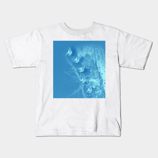 Butterflies and ghost tree in blue Kids T-Shirt by hereswendy